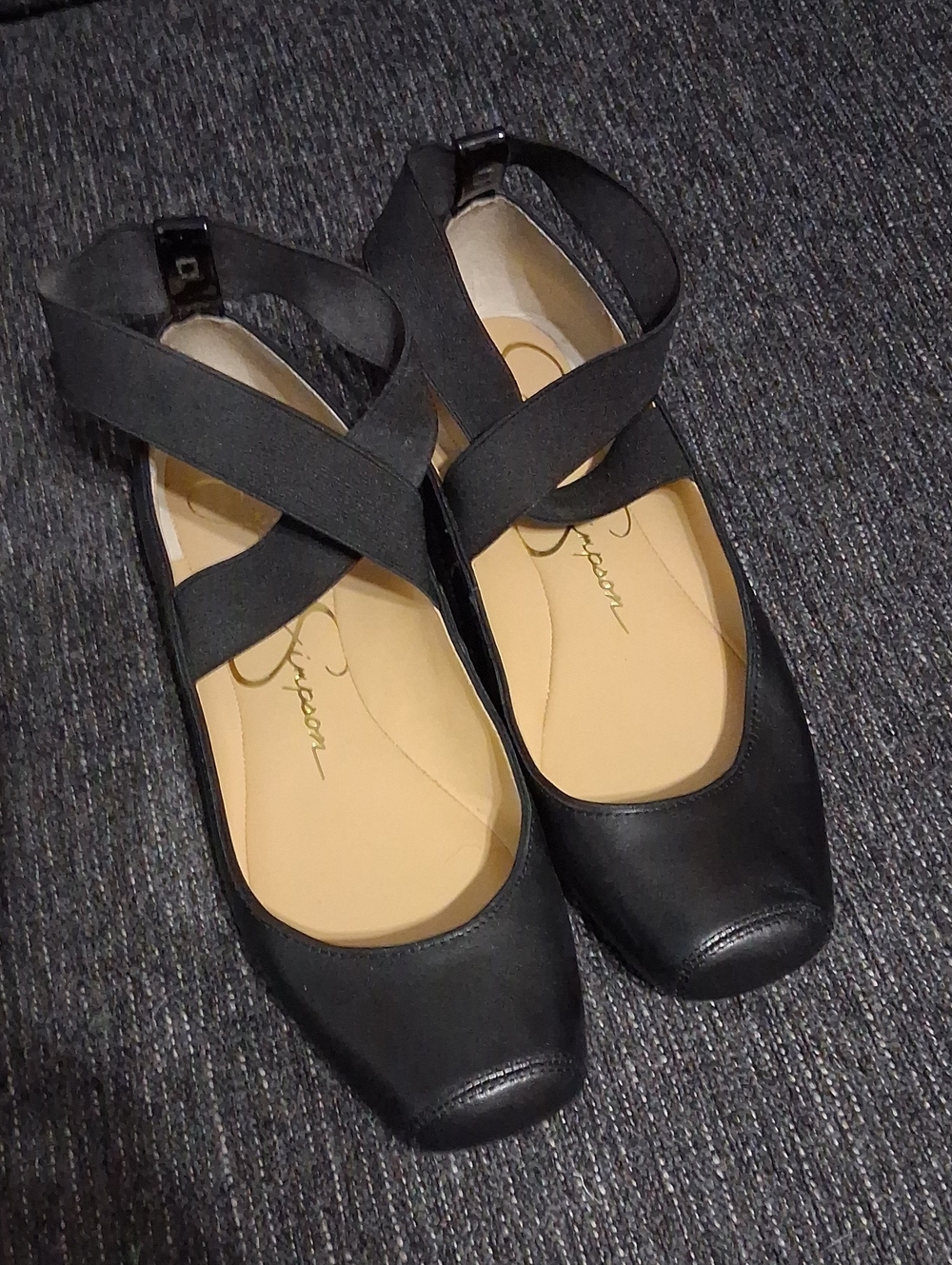Jessica Simpson Black Crisscross Strap Ballet Flats